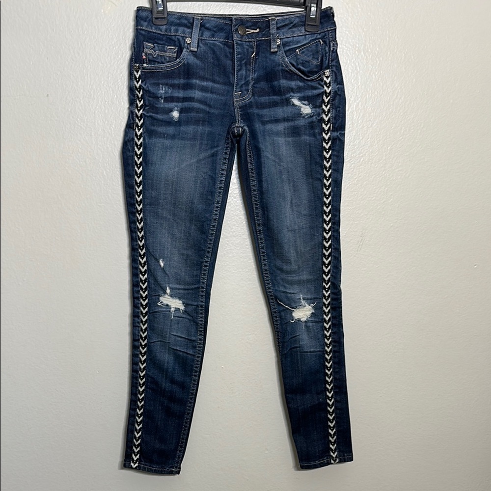 Vigoss Blue Skinny Jeans with Distressed Details